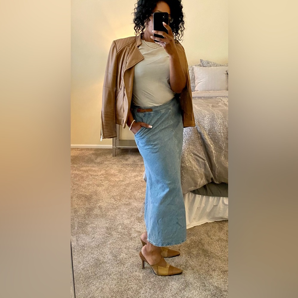 🐴 Ralph Lauren Jeans Vintage Light Wash Denim Maxi Skirt, 8